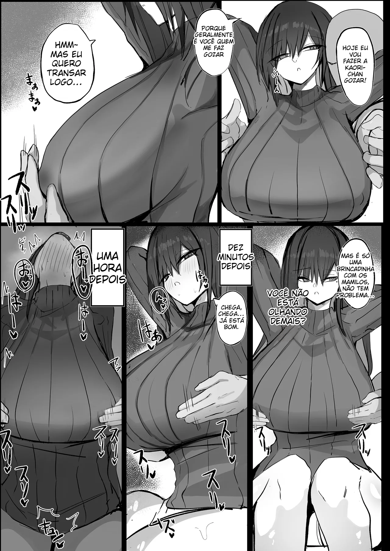 Uma namorada descolada, mas sexy, com seios grandes